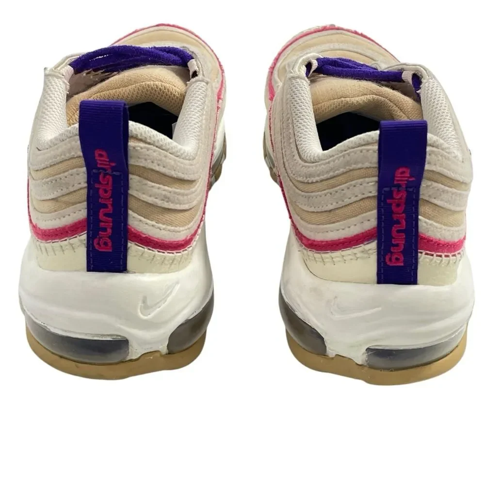 Nike Air Max 97 Air Sprung Sesame/Electro Purple‎ Sneakers Men 7 Women 8.5 Shoes